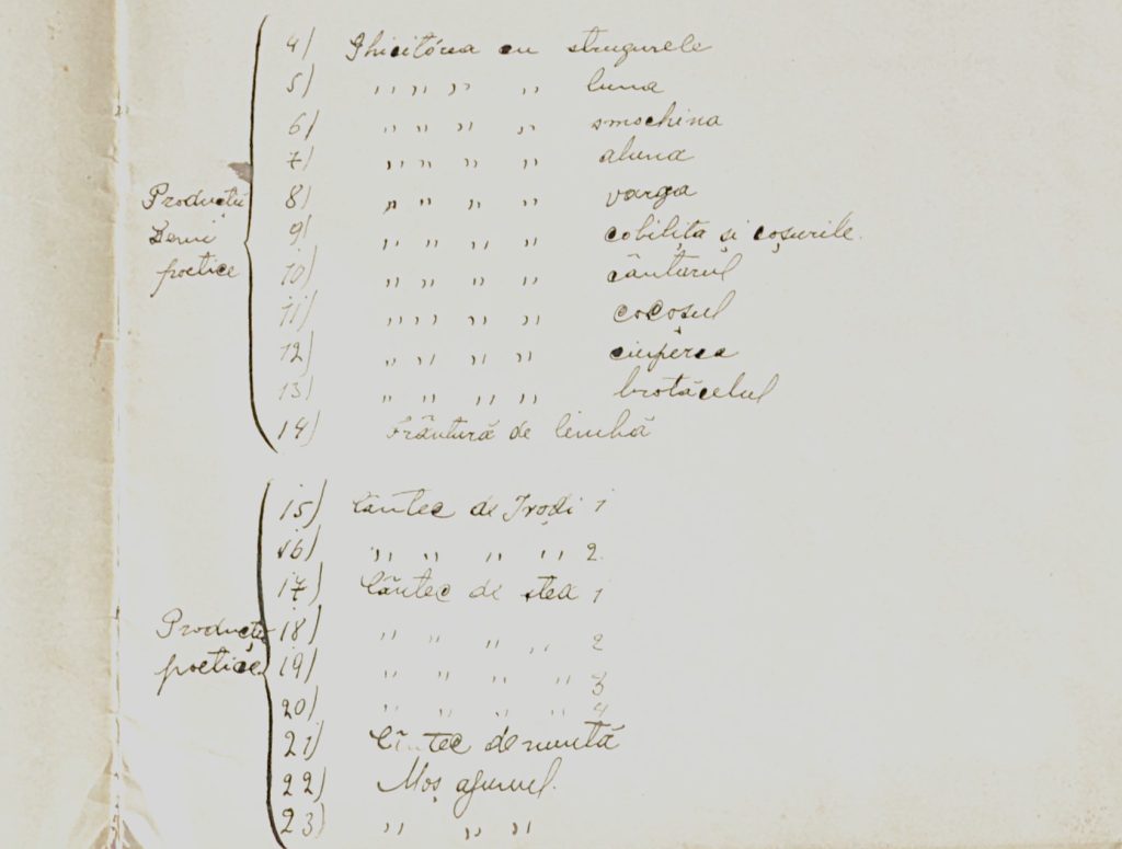 manuscris-1896-1897-productii-populare-moroiu-tiberiu-clasa-a-II-a-liceala-tabla-de-materii-page-one