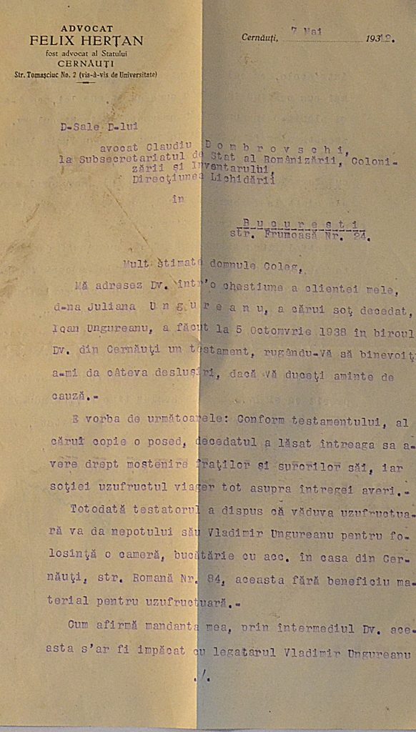 plic-interbelic-avocat-felix-hertan-cernauti-7-mai-1942-page-one