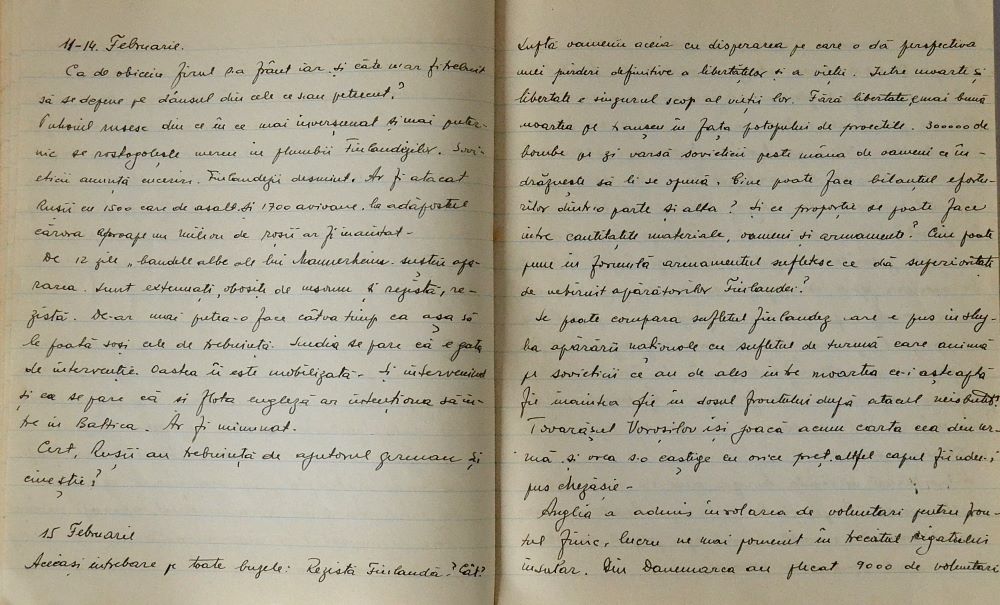 Jurnal la cald din 15-29 februarie 1940 – cum se vede DEMENTA RĂZBOIULUI dintr-un caiet de insemnari zilnice 1.IX.1939-18.V.1940 – Partea a-V-a